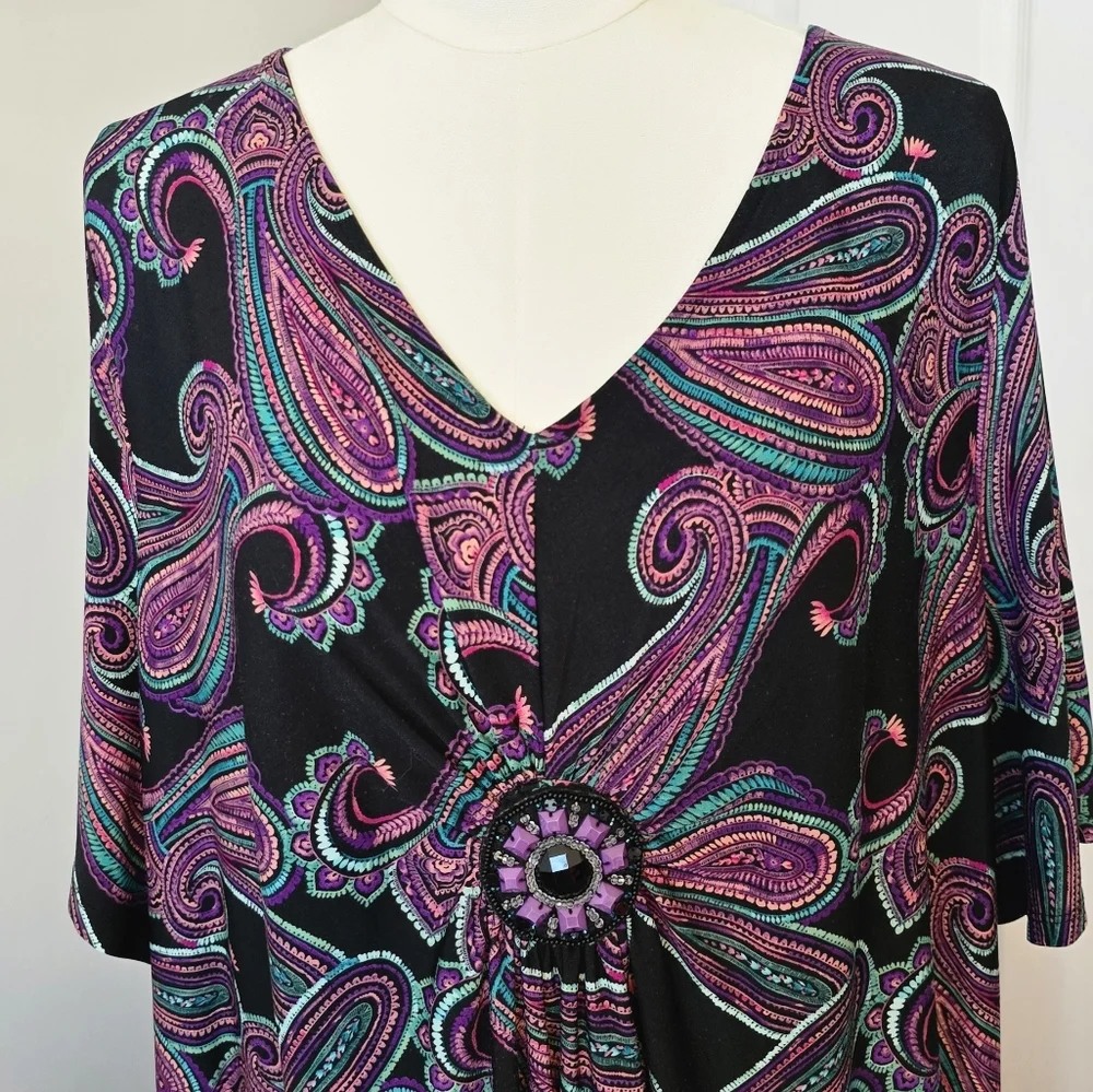 Catherines | 2X | Embellished Flutter Sleeve Maxi Dress - Picture 3 of 6